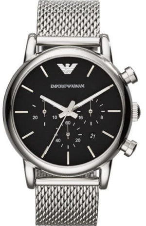 Buy Shop Emporio Armani Luigi Chronograph Black Dial Silver Mesh Bracelet Watch For Men - AR1811 USA Online