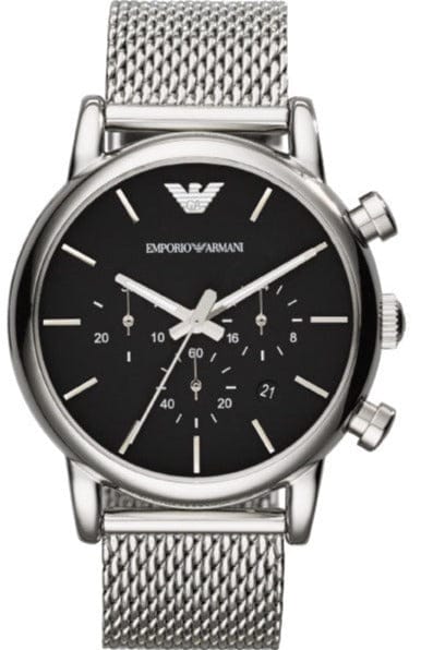 Buy Shop Emporio Armani Luigi Chronograph Black Dial Silver Mesh Bracelet Watch For Men - AR1811 USA Online