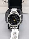 Buy Shop Emporio Armani Luigi Chronograph Black Dial Silver Steel Strap Watch For Men - AR11324 USA Online