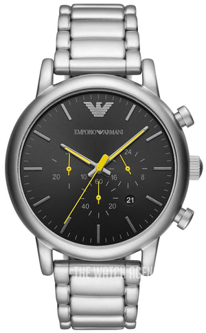 Buy Shop Emporio Armani Luigi Chronograph Black Dial Silver Steel Strap Watch For Men - AR11324 USA Online