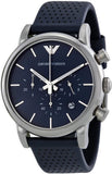Buy Shop Emporio Armani Luigi Chronograph Blue Dial Black Leather Strap Watch For Men - AR1736 USA Online