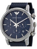 Buy Shop Emporio Armani Luigi Chronograph Blue Dial Black Leather Strap Watch For Men - AR1736 USA Online