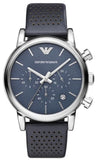 Buy Shop Emporio Armani Luigi Chronograph Blue Dial Black Leather Strap Watch For Men - AR1736 USA Online
