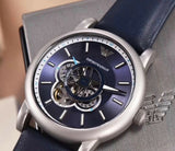 Buy Shop Emporio Armani Luigi Chronograph Blue Dial Black Leather Strap Watch For Men - AR60011 USA Online