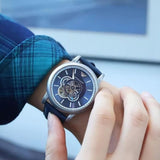 Buy Shop Emporio Armani Luigi Chronograph Blue Dial Black Leather Strap Watch For Men - AR60011 USA Online