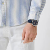 Buy Shop Emporio Armani Luigi Chronograph Blue Dial Blue Leather Strap Watch For Men - AR11451 USA Online