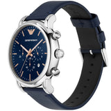 Buy Shop Emporio Armani Luigi Chronograph Blue Dial Blue Leather Strap Watch For Men - AR11451 USA Online
