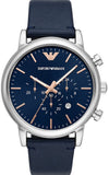 Buy Shop Emporio Armani Luigi Chronograph Blue Dial Blue Leather Strap Watch For Men - AR11451 USA Online