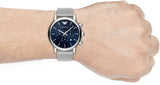 Buy Shop Emporio Armani Luigi Chronograph Blue Dial Silver Mesh Bracelet Watch For Men - AR80038 USA Online