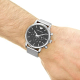Buy Shop Emporio Armani Luigi Chronograph Blue Dial Silver Mesh Bracelet Watch For Men - AR80038 USA Online