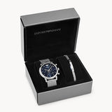 Buy Shop Emporio Armani Luigi Chronograph Blue Dial Silver Mesh Bracelet Watch For Men - AR80038 USA Online