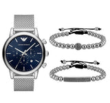 Buy Shop Emporio Armani Luigi Chronograph Blue Dial Silver Mesh Bracelet Watch For Men - AR80038 USA Online