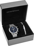 Buy Shop Emporio Armani Luigi Chronograph Blue Dial Silver Mesh Bracelet Watch For Men - AR80038 USA Online
