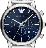 Buy Shop Emporio Armani Luigi Chronograph Blue Dial Silver Mesh Bracelet Watch For Men - AR80038 USA Online
