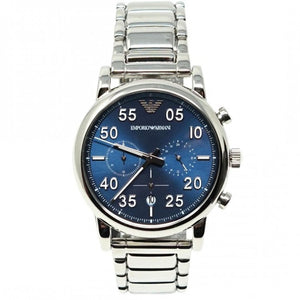 Buy Shop Emporio Armani Luigi Chronograph Blue Dial Silver Steel Strap Watch For Men - AR11132 USA Online