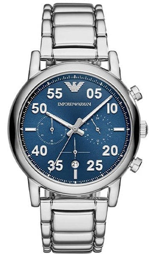 Buy Shop Emporio Armani Luigi Chronograph Blue Dial Silver Steel Strap Watch For Men - AR11132 USA Online