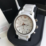 Buy Shop Emporio Armani Luigi Chronograph Ceramic White Dial White Ceramic Strap Watch For Men - AR1499 USA Online