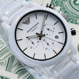 Buy Shop Emporio Armani Luigi Chronograph Ceramic White Dial White Ceramic Strap Watch For Men - AR1499 USA Online