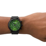Buy Shop Emporio Armani Luigi Chronograph Green Dial Black Mesh Bracelet Watch For Men - AR11470 USA Online