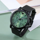 Buy Shop Emporio Armani Luigi Chronograph Green Dial Black Mesh Bracelet Watch For Men - AR11470 USA Online