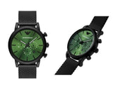 Buy Shop Emporio Armani Luigi Chronograph Green Dial Black Mesh Bracelet Watch For Men - AR11470 USA Online
