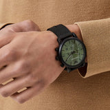 Buy Shop Emporio Armani Luigi Chronograph Green Dial Black Mesh Bracelet Watch For Men - AR11470 USA Online
