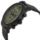 Buy Shop Emporio Armani Luigi Chronograph Green Dial Black Mesh Bracelet Watch For Men - AR11470 USA Online