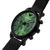 Buy Shop Emporio Armani Luigi Chronograph Green Dial Black Mesh Bracelet Watch For Men - AR11470 USA Online
