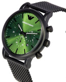 Buy Shop Emporio Armani Luigi Chronograph Green Dial Black Mesh Bracelet Watch For Men - AR11470 USA Online
