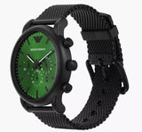 Buy Shop Emporio Armani Luigi Chronograph Green Dial Black Mesh Bracelet Watch For Men - AR11470 USA Online