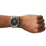 Buy Shop Emporio Armani Luigi Chronograph Quartz Black Dial Silver Mesh Bracelet Watch For Men - AR11429 USA Online