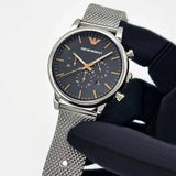 Buy Shop Emporio Armani Luigi Chronograph Quartz Black Dial Silver Mesh Bracelet Watch For Men - AR11429 USA Online