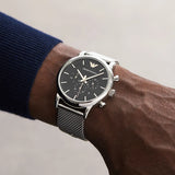 Buy Shop Emporio Armani Luigi Chronograph Quartz Black Dial Silver Mesh Bracelet Watch For Men - AR11429 USA Online