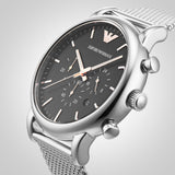 Buy Shop Emporio Armani Luigi Chronograph Quartz Black Dial Silver Mesh Bracelet Watch For Men - AR11429 USA Online