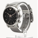 Buy Shop Emporio Armani Luigi Chronograph Quartz Black Dial Silver Mesh Bracelet Watch For Men - AR11429 USA Online