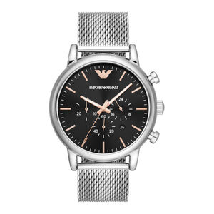 Buy Shop Emporio Armani Luigi Chronograph Quartz Black Dial Silver Mesh Bracelet Watch For Men - AR11429 USA Online
