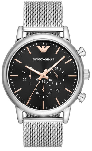 Buy Shop Emporio Armani Luigi Chronograph Quartz Black Dial Silver Mesh Bracelet Watch For Men - AR11429 USA Online