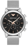 Buy Shop Emporio Armani Luigi Chronograph Quartz Black Dial Silver Mesh Bracelet Watch For Men - AR11429 USA Online