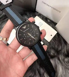 Buy Shop Emporio Armani Luigi Chronograph Quartz Black Dial Two Tone Nylon Strap Watch For Men - AR1948 USA Online