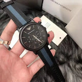 Buy Shop Emporio Armani Luigi Chronograph Quartz Black Dial Two Tone Nylon Strap Watch For Men - AR1948 USA Online