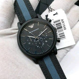 Buy Shop Emporio Armani Luigi Chronograph Quartz Black Dial Two Tone Nylon Strap Watch For Men - AR1948 USA Online
