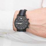 Buy Shop Emporio Armani Luigi Chronograph Quartz Black Dial Two Tone Nylon Strap Watch For Men - AR1948 USA Online