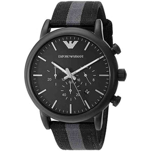Buy Shop Emporio Armani Luigi Chronograph Quartz Black Dial Two Tone Nylon Strap Watch For Men - AR1948 USA Online