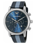 Buy Shop Emporio Armani Luigi Chronograph Quartz Blue Dial Blue Nylon Strap Watch For Men - AR1949 USA Online