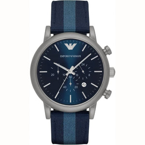 Buy Shop Emporio Armani Luigi Chronograph Quartz Blue Dial Blue Nylon Strap Watch For Men - AR1949 USA Online