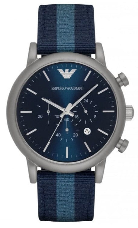 Buy Shop Emporio Armani Luigi Chronograph Quartz Blue Dial Blue Nylon Strap Watch For Men - AR1949 USA Online