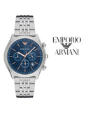 Buy Shop Emporio Armani Luigi Chronograph Quartz Blue Dial Silver Steel Strap Watch For Men - AR1974 USA Online