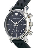 Buy Shop Emporio Armani Luigi Chronograph Quartz Grey Dial Grey Leather Strap Watch For Men - AR1735 USA Online