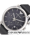 Buy Shop Emporio Armani Luigi Chronograph Quartz Grey Dial Grey Leather Strap Watch For Men - AR1735 USA Online