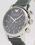 Buy Shop Emporio Armani Luigi Chronograph Quartz Grey Dial Grey Leather Strap Watch For Men - AR1735 USA Online